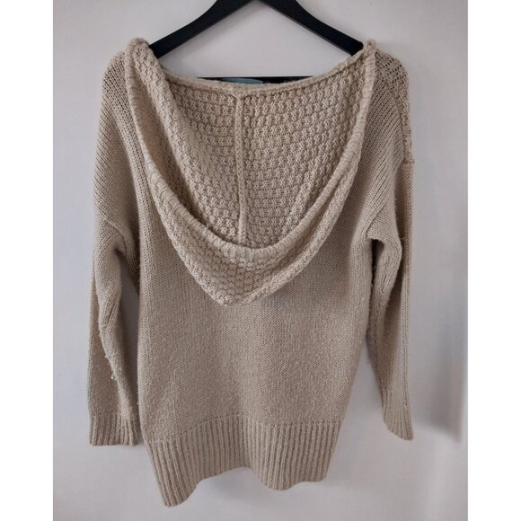 Paper Crane Tan Hooded Oversized Knit Long Sleeve Sweater Shirt Sz S/M - Picture 3 of 9